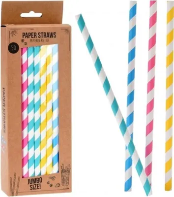 Obrázek produktu pro brčko d 8mm, 25cm, 50ks, PRUHY, PAPÍR_EXTPLASTIMEX