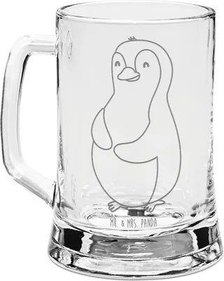 Produktbild von Mr. & Mrs. Panda Glas Bierkrug Pinguin Diät - Transparent - Geschenk, Seidel, Krug, Bierhumpen, Humpen, Pinguine, Glaskrug, Abnehmen