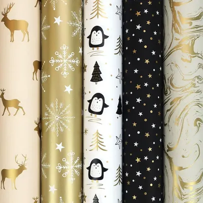 Productafbeelding van WINTERGLOW cadeaupapier - Kerstpapier inpakpapier voor kerst - 200 x 70 cm - 5 rollen