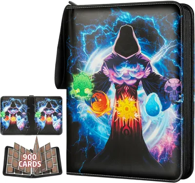 Produktbild von Sammelkarten Album für MTG, für 900 Karten, MTG Binder für Standardkarten, Karten Sammelalbum für YGO/PTCG Spielkarten für Kinder (9 Fächer, BlackII)