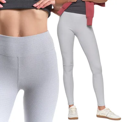 Produktbild von Damen-Leggings mit hohem Bund und Rippstrick, modisch und sportlich, MORAJ S/M, GRAU