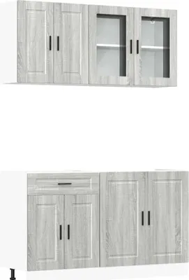 Produktbild von vidaXL 4-tlg. Küchenschrank-Set Porto Grau Sonoma Holzwerkstoff