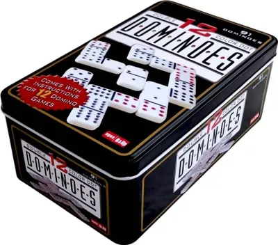 Produktbild von Doppel 12 Domino-Spiel in einer Metalldose 18,3x 11,5x 6,8 cm Spielset 91 Teile Mexican Train