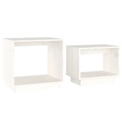 Produktbild von vidaXL Satztische 2 Stk. Weiß Massivholz Kiefer