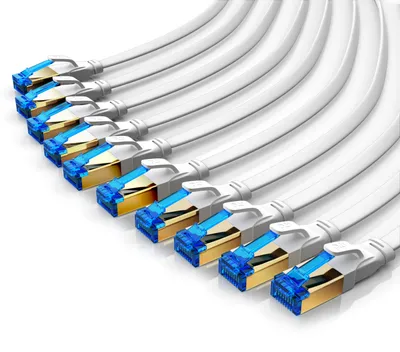 Obrázek produktu pro LAN kabel Primewire, CAT 8, RJ-45 (Ethernet) (50 cm), plochý propojovací kabel CAT 8, gigabitový plochý síťový kabel 40 Gb/s – 0,5 m