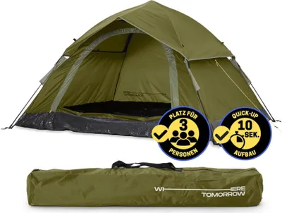 Produktbild von Where Tomorrow Lumaland Camping Zelt Leichtes Pop Up Wurfzelt 2-3 Personen Festival Wasserdicht 210x190x110cm Wind- & Sonnenschutz 1 & 2 Eingänge