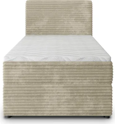 Produktbild von Masseno Boxspringbett PISA 100 100x200 cm Komplett-Set mit Bonell Matratze und Topper, Polsterbett mit Bettkästen -Creme, TILIA 03