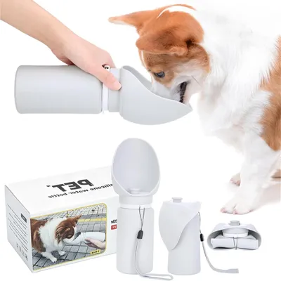 Image de Bouteille d'eau portable pour animaux de compagnie - Pliable et étanche - 550 ml