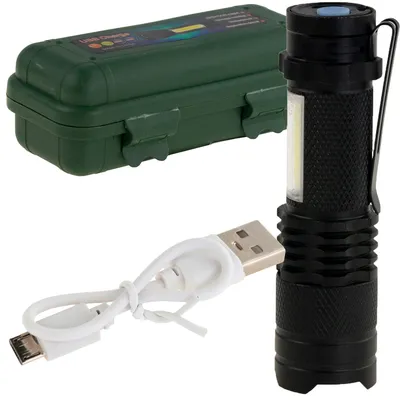Obrázok produktu pre TG64636 TACTICAL LED ZOOM CREE DIODA Q5 baterka s USB + puzdro