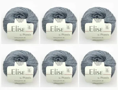 Image de 6 pelotes d'Elise by Permin – Fil de luxe coton-cachemire (25 g/115 m) (27 jeans)