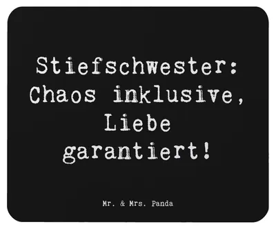 Produktbild von Mr. & Mrs. Panda Mousepad Spruch Stiefschwester Liebe - Schwarz - Geschenk, persönliche Erinnerungen, Freude, Mauspad, Geschwisterbeziehung, Familienleben, Beziehung