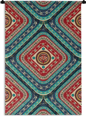 Produktbild von MuchoWow® Wandteppich Wandbehang Azteken - Muster - Totenkopf 60x90 cm Tapisserie Dekoration Wandtuch - Foto-Teppich - Abwaschbar