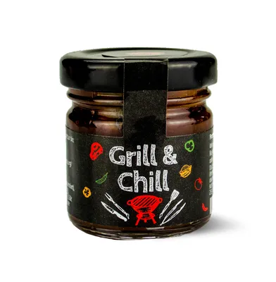 Produktbild von Mini Glas "Grill & Chill" Grill Sauce Honey, 30 ml