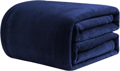Produktbild von Sofadecke 120 x 200 cm, warm und weich, aus Fleece, superwarm und leicht für Sofa oder Wohnzimmer, Marineblau