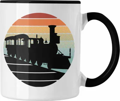 Produktbild von Trendation - Lustige Eisenbahn Tasse für Eisenbahner Geschenk Vintage Grafik (Schwarz)