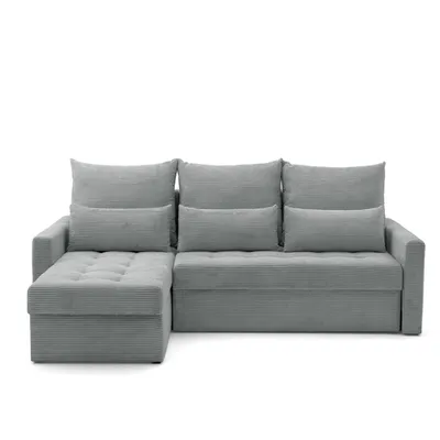Produktbild von NACANAPA Ecksofa PULA L Links mit Schlaffunktion 132x198 Cord Grau