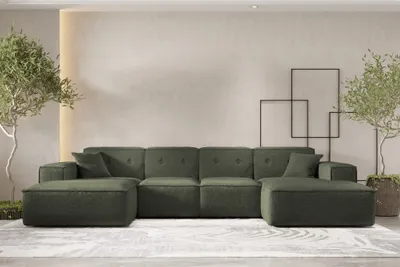 Productafbeelding van Zitmeubelset, hoekbank CESINA, bekleed met stof Ascot Bukla, kleur: wintermos