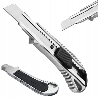 Produktbild von Cuttermesser 18 mm 5 Stück Aluminium Gehäuse Profi Teppichmesser Paketmesser Cutter Kartonmesser Druckguss