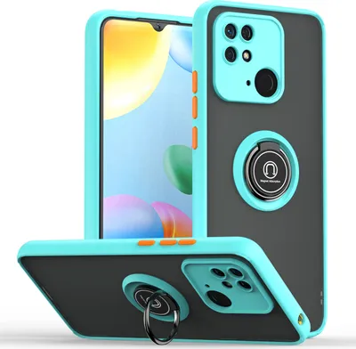 Image de Etui pour Xiaomi Redmi 10C étui TPU translucide mat avec support d'anneau et stand Bleu