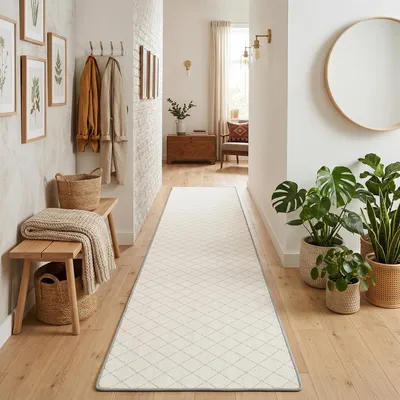 Produktbild von In & Outdoor Teppich Läufer Flachgewebe Oslo Hellgrau Karo Modern, Größe:80x320 cm