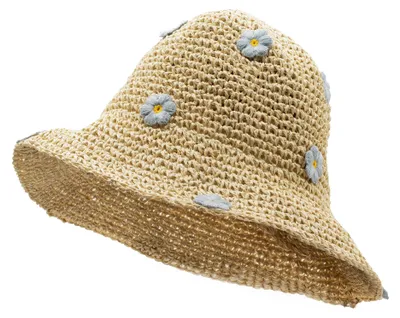 Imagen del producto de Nomad Sari Sombrero de Paja con Ala Flexible para Sol - Café y Daiseys