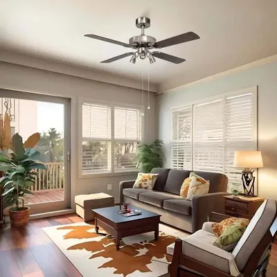 Produktbild von TEXAS Deckenventilator mit Licht nickel/Holz Ø132