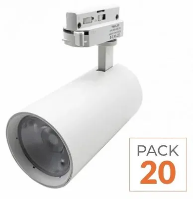 Produktbild von 20er-Pack – LED-Schienenstrahler 30 W, 45°, einphasig, WEISS – Warmweiß 2300 K – 3500 K
