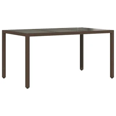 Produktbild von Gartentisch mit Glasplatte Braun 150x90x75 cm Poly Rattan