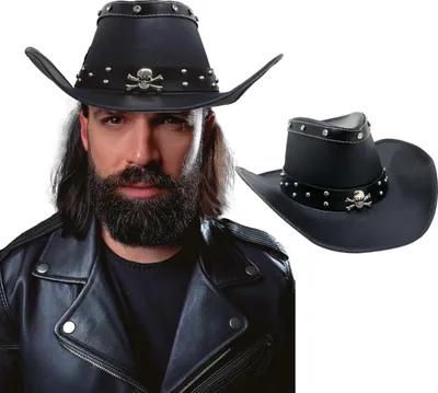 Produktbild von Weltkulturen Skull Cowboy Hut Karneval Totenkopf Gothic Western Accessoire Schwarz Spiel, Farbe: Schwarz