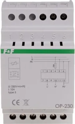 Zdjęcie produktu dla Filtr przeciwzakłóceniowy z zabezpieczeniem przeciwprzepięciowym OP-230 Safety 230 V AC F&F