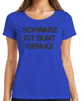 Immagine prodotto di Il nero è abbastanza colorato Detto divertente Sarcasmo Dichiarazione Ironia Maglietta da donna, blu, XXL