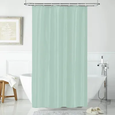 Produktbild von Duschvorhang aus Polyester, 100 x 200 cm, schimmelresistent, wasserdicht und waschbar, mit 7 Haken, grün