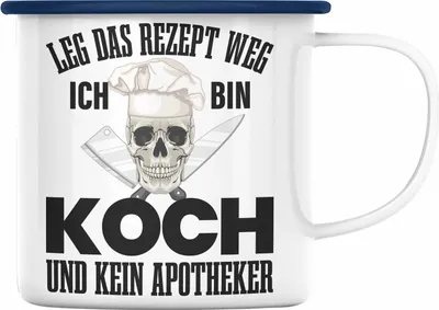 Produktbild von Trendation - Koch Geschenke Männer Emaille Tasse Lustig Geschenk für Koch Köchin Geschenkidee Frauen (Blau)