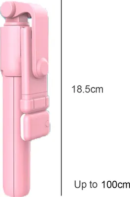 Produktbild von Ausziehbarer Selfie-Stick mit kabelloser Fernbedienung und Stativ, tragbar, mit Licht -1 m,pink