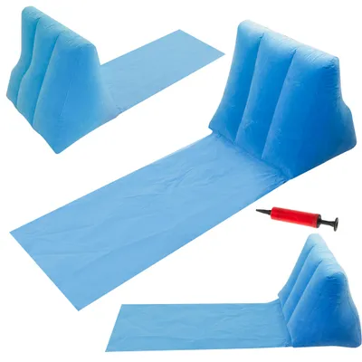 Immagine prodotto di Tappeto da spiaggia con schienale gonfiabile Lettino da spiaggia per giardino con cuscino universale blu