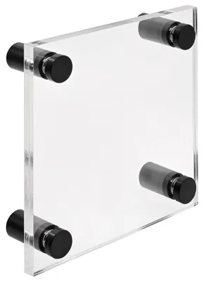 Produktbild von Firmenschild Namensschild Acrylglas 100x100 mm – inkl. 4 Alu-Abstandshalter 13x19 mm, Schwarz, Türschild