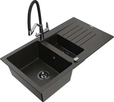 Produktbild von Mexen Matias Granitspüle Schwarz/Gold mit Armatur