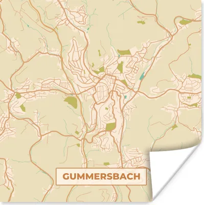 Produktbild von MuchoWow® Poster Karte - Gummersbach - Stadtplan - Vintage - Karte 100x100 cm - Babyzimmer