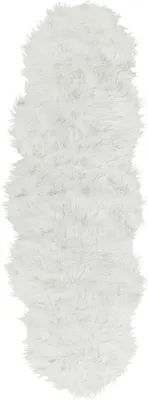 Produktbild von BELIANI Kunstschaffell Teppich Weiß 60 x 180 cm Hochflor Fellform Pelzimitat Bettvorleger Überwurf für Sofa Sessel Stühle Modern