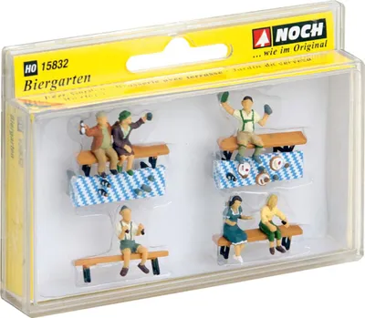 Produktbild von NOCH® Biergarten mit Figuren-Set, perfekt für Modellbahn H0, ideal für Dioramen und Schauszenen