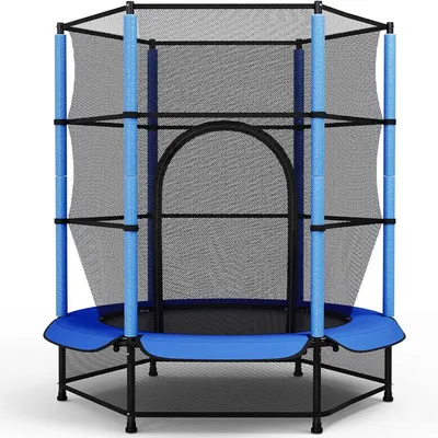 Obrázok produktu pre Detská trampolína s bezpečnostnou sieťou TX-B7105C-4, Ø 140 cm, modrá