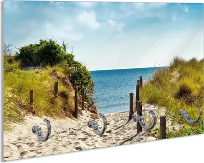 Produktbild von Wallario Schlüsselbrett aus Glas, Motiv: Auf dem Sandweg zum Strand, 30 x 20 cm mit 4 Haken