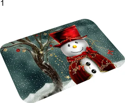 Produktbild von Bodenmatte Weihnachten Themenmuster Nicht -Slip Flanell Eingangsmatte Wohnmatte Dekoration-1