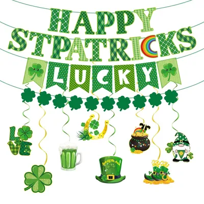 Spiralbanner-Set 11-tlg. St. Patrick's Day, grün, Papier