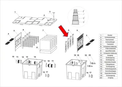 Produktbild von Ersatzteil 'Filterschwamm Druckhalter' PART 9  - Kammerfilter CBF-350