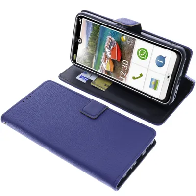 Produktbild von foto-kontor Tasche kompatibel mit Emporia Smart 6 Schutzhülle blau Book Style Case Handy Schutz Hülle Buch Wallet Handyhülle Cover Klapphülle Ständer Handytasche