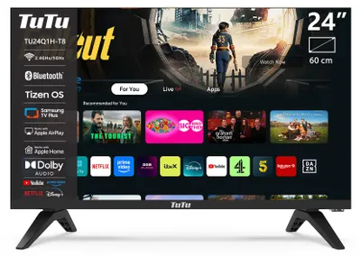 Produktbild von TuTu Tizen Smart TV - LED HD - 24 Zoll/61 cm - Streaming-Apps - AirPlay - HDMI x3, USB x2, CI+ - Tripple Tuner DVB-T/T2/S/S2/C - Randlos Design - Montiert in den Niederlande - TU24Q1H-T8