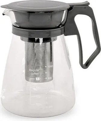Produktbild von Teekanne Glas 1,5L Edelstahl mit Sieb Filter Deckel Kanne Teebreiter Glaskanne