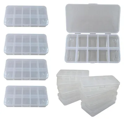 Aufbewahrungsboxen, 8 Stück, 10 Fächer, Kunststoff, transparent
