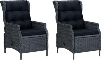 Produktbild von vidaXL 9-tlg. Garten-Essgruppe mit Auflagen Poly Rattan Dunkelgrau